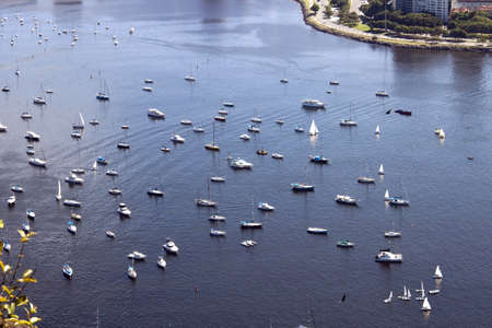 Botafogo beach, yachts and buildings in Rio de Janeiroの写真素材