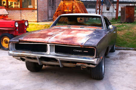 The old car,  Train Night Market Srinakarin, Srinakarin Rd. Bangkok Thailandの素材