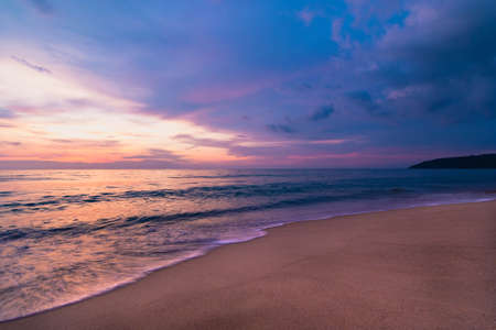 A colorful seascape with  a vivid sky backgroundの写真素材