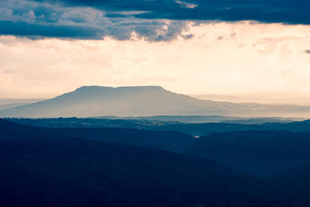 The big mountain and mountain ridges captured at Phu Kra Dung National park of Thailandの写真素材
