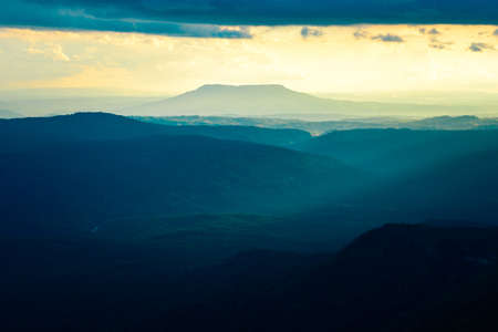 The  mountain ridges with sun light at Phu Kra Dung National park of Thailandの写真素材