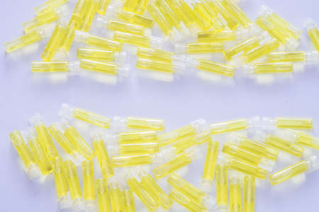 separation of yellow tubesの写真素材