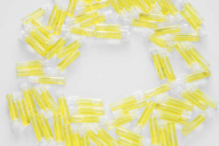 a middle hole of messy yellow tubesの写真素材