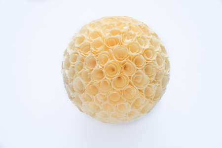 pencil shaving ball with white backgroundの写真素材
