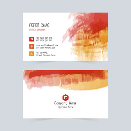Watercolor ink corporate business cardのイラスト素材