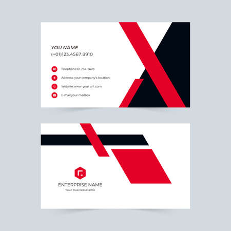 Black and red simple style business cardのイラスト素材