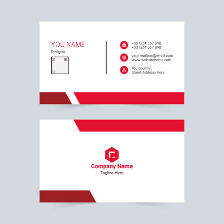 Red minimalistic company vector business cardのイラスト素材