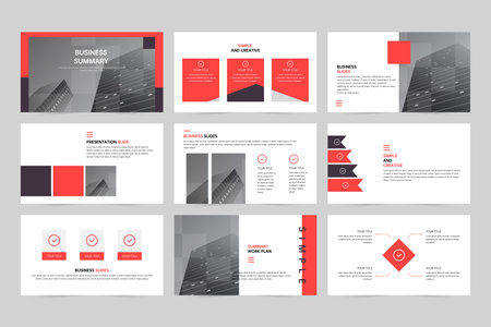 Red business company promotion presentation presentation slide templateのイラスト素材