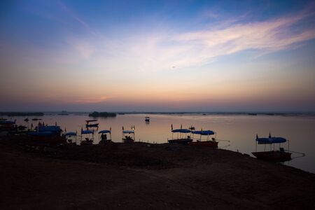 sunset on the lagoonの写真素材