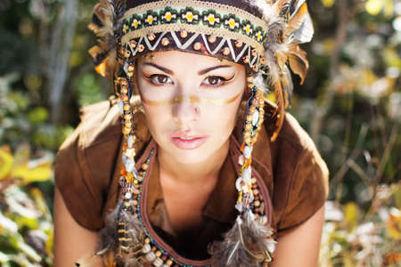 Portrait of a young lady in the Indian roach