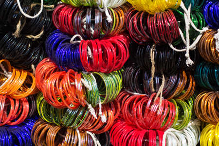 Decorative fashion Indian bracelets at a marketの写真素材