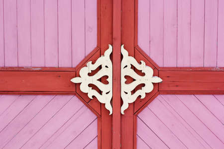 Closeup picture of wooden pink fenceの写真素材