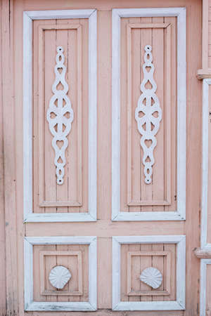 Closeup picture of old wooden doorの写真素材