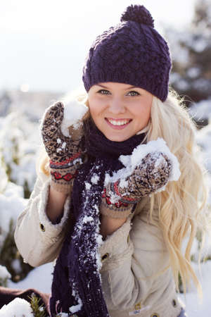 Happy winter girlの写真素材