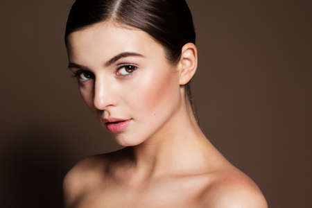 Portrait of a naturally beautiful girl with good foundation that makes skin flawless and perfectの写真素材