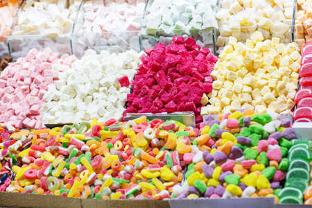 Turkish sweets colorful delight Lokumの写真素材