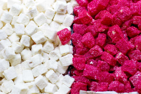 Turkish pink and white Delight (Lokum)の写真素材