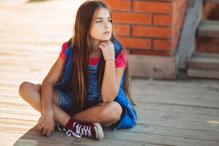 Cute pretty girl is wearing autumn fashion clothesの写真素材