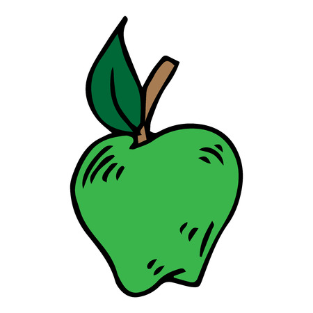 Apple icon. Vector illustration of an apple. Hand drawn apple logo.のイラスト素材