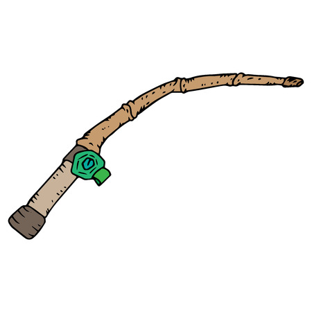 Fishing rod. Vector illustration fishing gear. Hand drawn.のイラスト素材