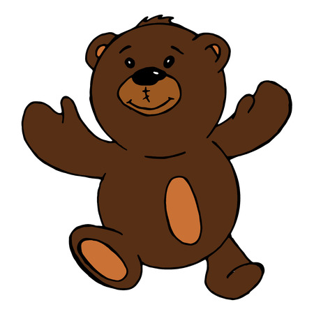 Smiling teddy bear vector cartoon.soft toy bear. hand drawn illustrationのイラスト素材