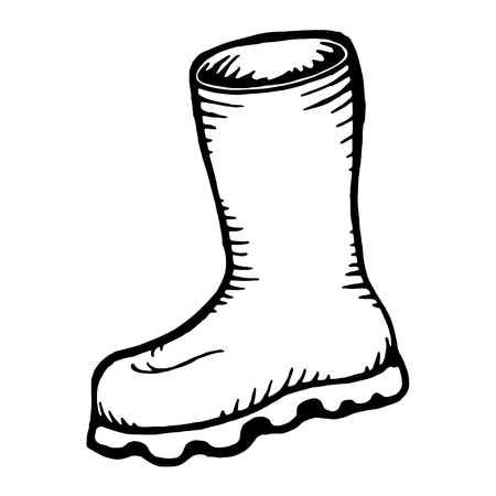 Vector illustration of autumn boots. Hand  drawn rubber boot. Boots icon.のイラスト素材