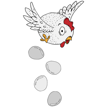 Cartoon hen with chicken eggs. Vector illustration.のイラスト素材