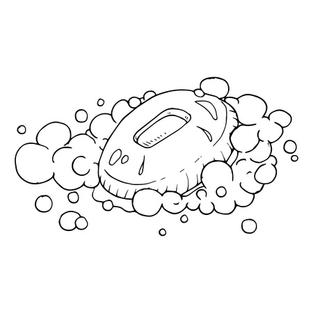 Soap with foam and bubbles icon. Vector illustration of foam soap. Hand drawn  soap with bubbles and foam.のイラスト素材