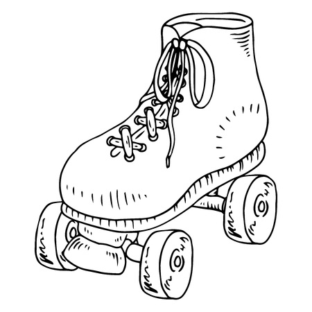 Roller skates icon. Vector illustration of children's roller skates. Hand drawn roller skates.のイラスト素材