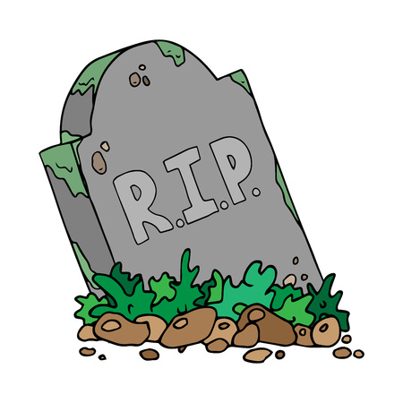 The gravestone with the inscription RIP. The sloping tombstone. Vector illustration.のイラスト素材