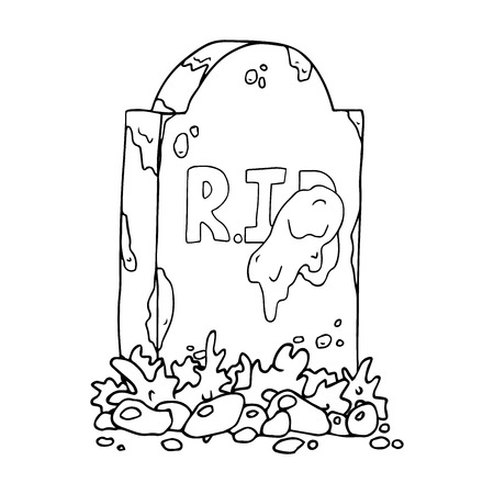 The tombstone with the inscription RIP. Dirty gravestone. Vector illustration.のイラスト素材