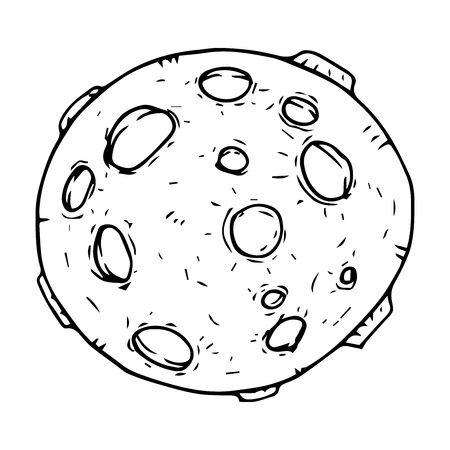Moon with craters. Cartoon moon. The cosmic body. Vector illustration.のイラスト素材