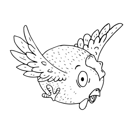A frightened chicken. A cartoon chicken. Vector illustration.のイラスト素材