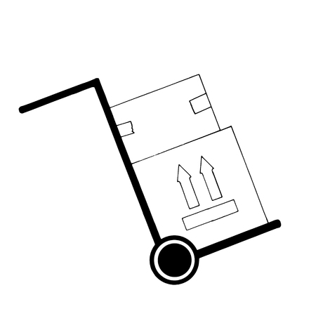 Paper box. Truck with boxes icon. Hand truck sign symbol.のイラスト素材