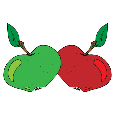 An apple with a leaf. Vector illustration.のイラスト素材