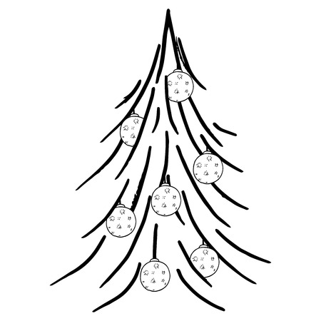 A Christmas tree decorated with Christmas balls. Vector illustration.のイラスト素材