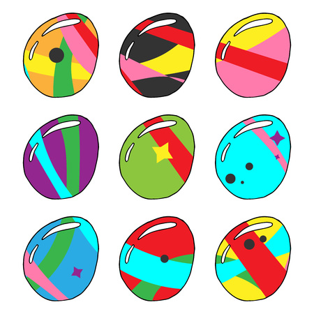 A set of nine chicken eggs. Easter eggs. Vector illustration.のイラスト素材