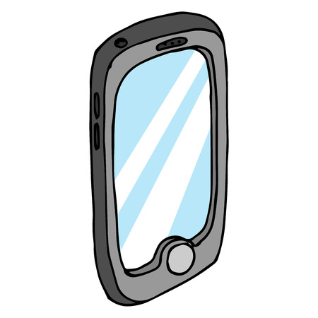 Hand drawn smartphone. Phone with a button. Vector illustration.のイラスト素材