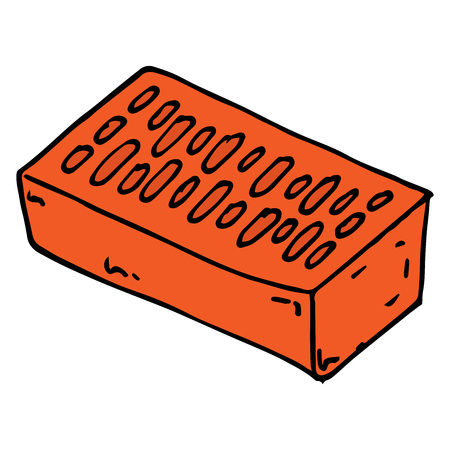 Brick. Building bricks. Vector illustration of a red brick. Hand drawn building red brick.のイラスト素材