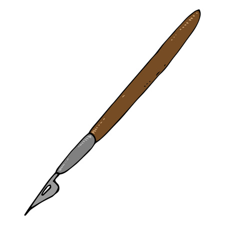 Fountain pen for calligraphy. Vector illustration of a pen for ink. Hand drawn fountain pen.のイラスト素材