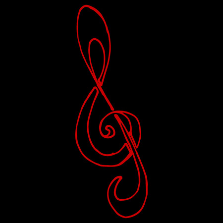 Treble clef. Musical notes. Vector illustration of treble clef. Hand drawn treble clef.のイラスト素材