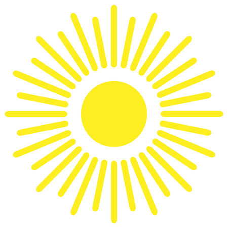 Icon of the yellow sun with rays of light. Vector illustrationのイラスト素材