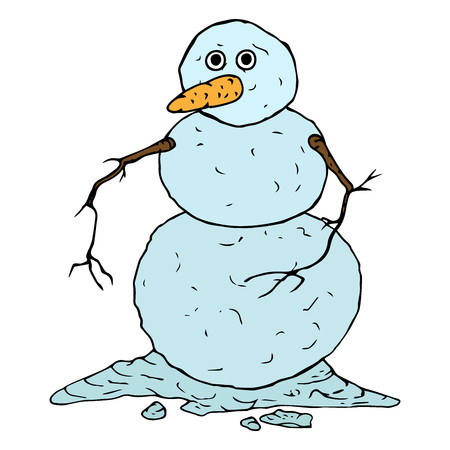 Snowman icon. Vector illustration of a melted snowman. Hand drawn  snowman melted.のイラスト素材