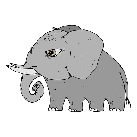 Elephant icon. Vector illustration of cartoon elephant. Hand drawn cute elephant.のイラスト素材