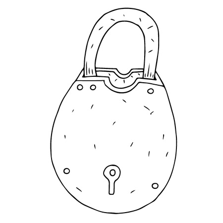 Locked lock. Vector illustration. Hand drawn lock.  Doodle padlock.のイラスト素材