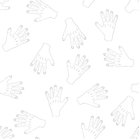 Palm hand seamless pattern. Vector illustration of  palm hand seamless pattern. Hand drawn hand prints.のイラスト素材