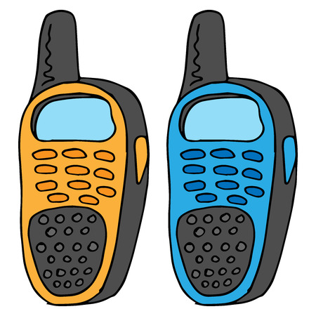 Old walkie talkie. Vector illustration of an old mobile phone. Hand drawn walkie talkie.のイラスト素材