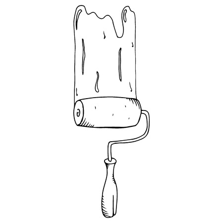 Paint roller. Vector illustration of a roller for painting walls. Hand drawn paint roller.のイラスト素材