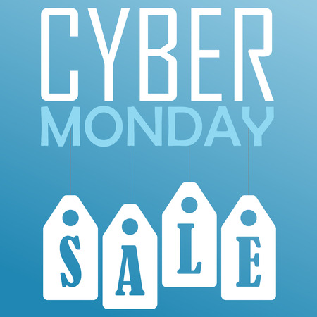 Cyber Monday sale website display with hang tags vector promotion.のイラスト素材