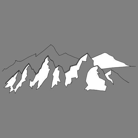 vector outline of mountains/silhouette of mountains/hills coloringのイラスト素材